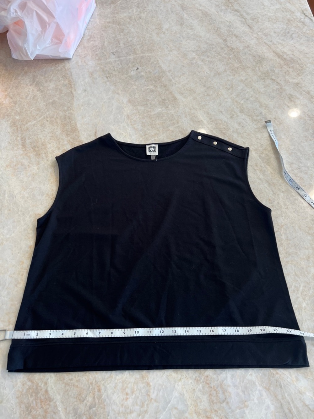 Anne Klein Black Sleeveless Tank with Shoulder Button Detail - Picture 7 of 8